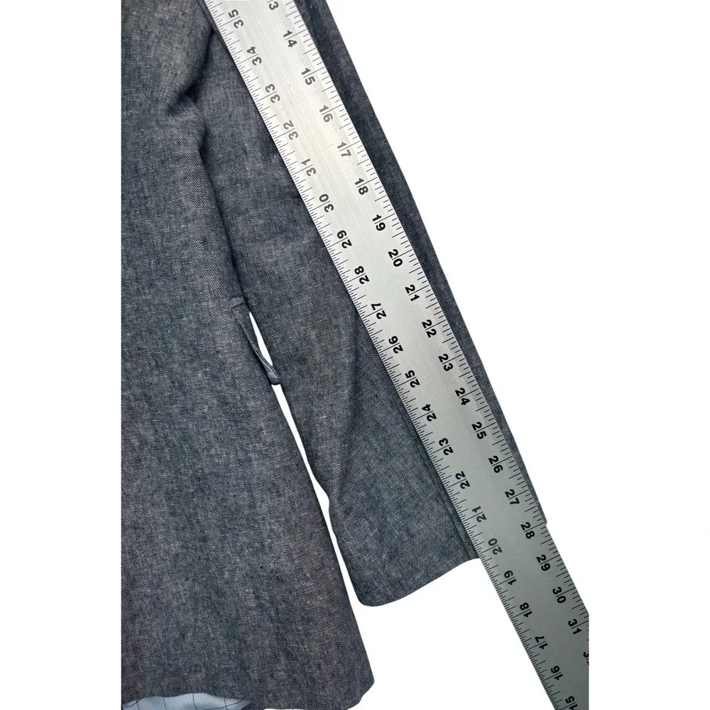 Stafford 44L Blue White Chambray Blazer Jacket Linen Cotton Sport Suit Coat